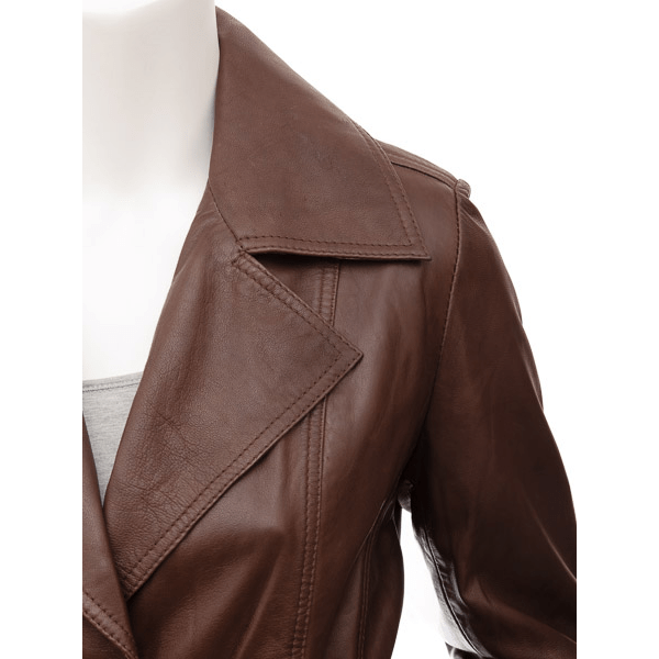 WOMEN BROWN SHEEP LEATHER COAT LEESBURG-1
